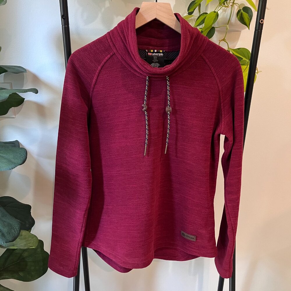 Sherpa Adventure Gear Cowl Neck Pullover Hoodie Red Pink Small Fleece Nepal - Picture 8 of 11